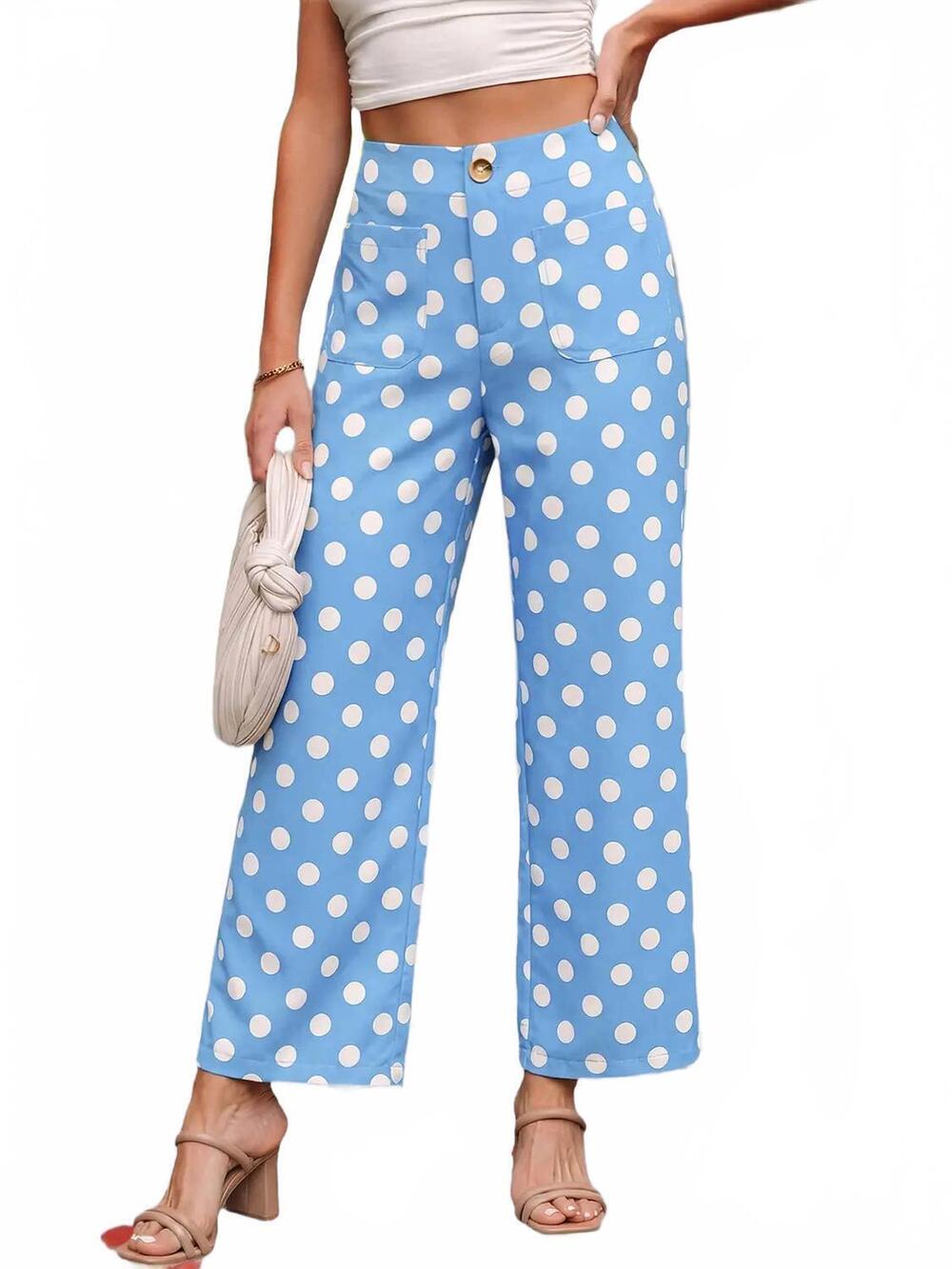 NEW LITTLE DAISY CLOSET penelope polka dot print loose pants in blue